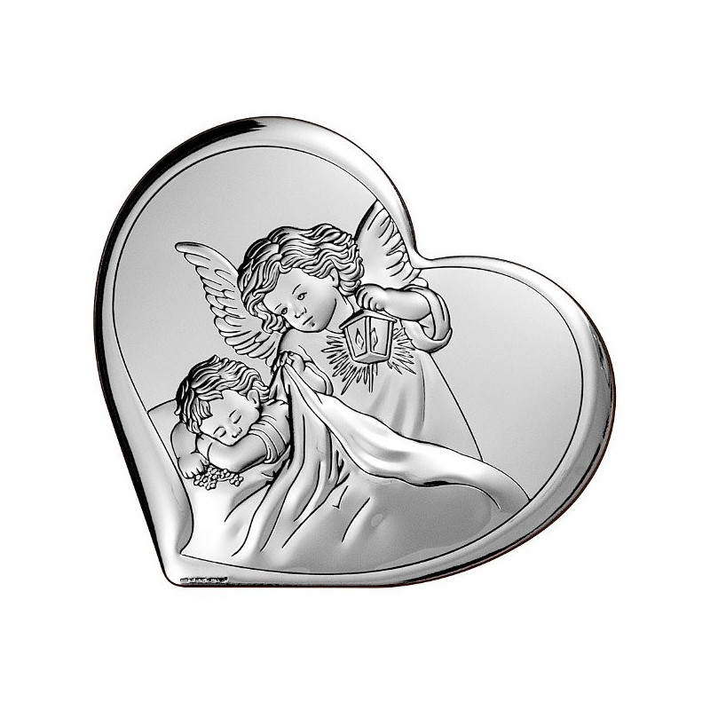 Aniołek nad dzieckiem - obrazek srebrny Beltrami 6448/1